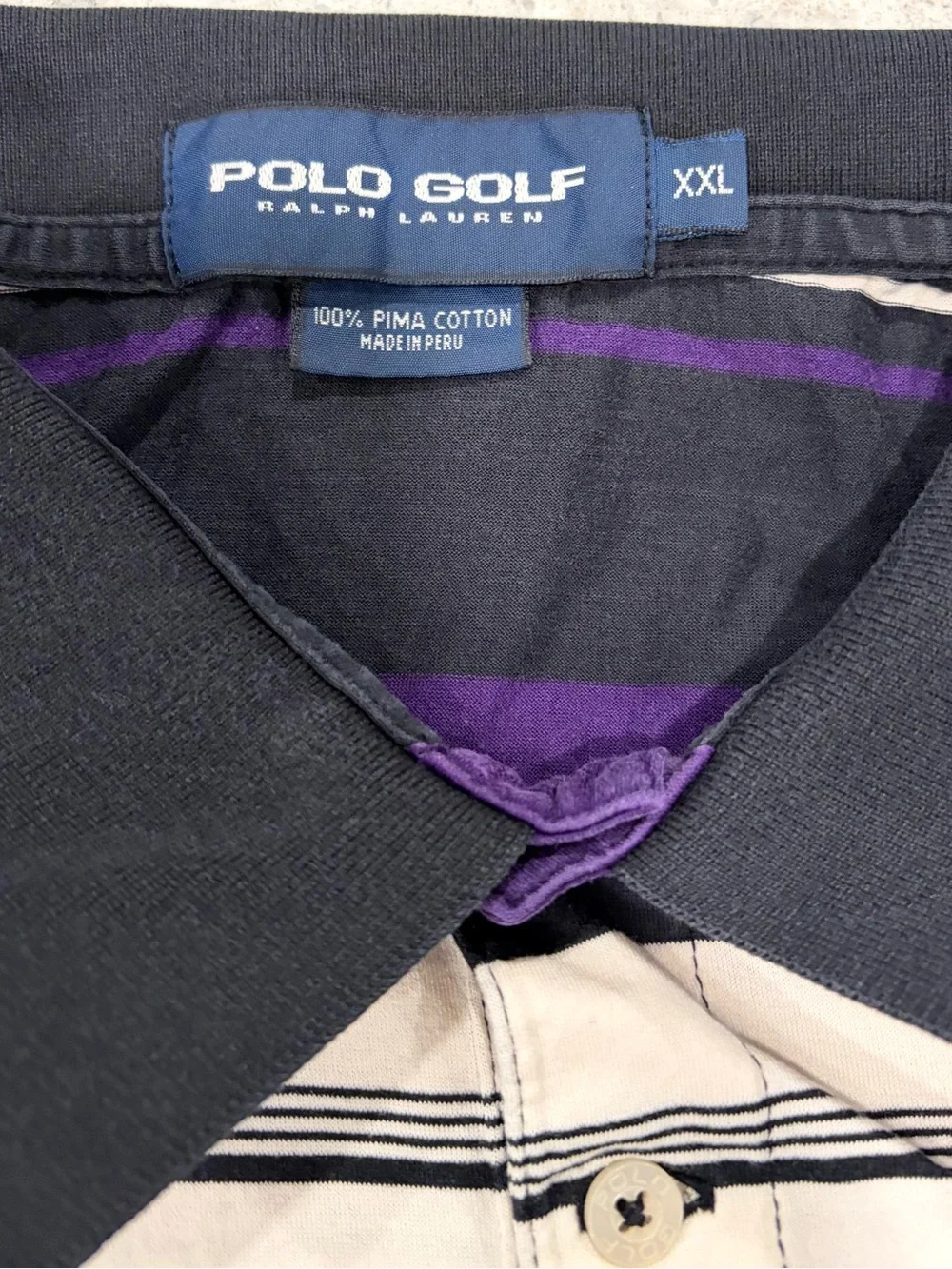 Ralph Lauren Black, Purple & White Striped Polo